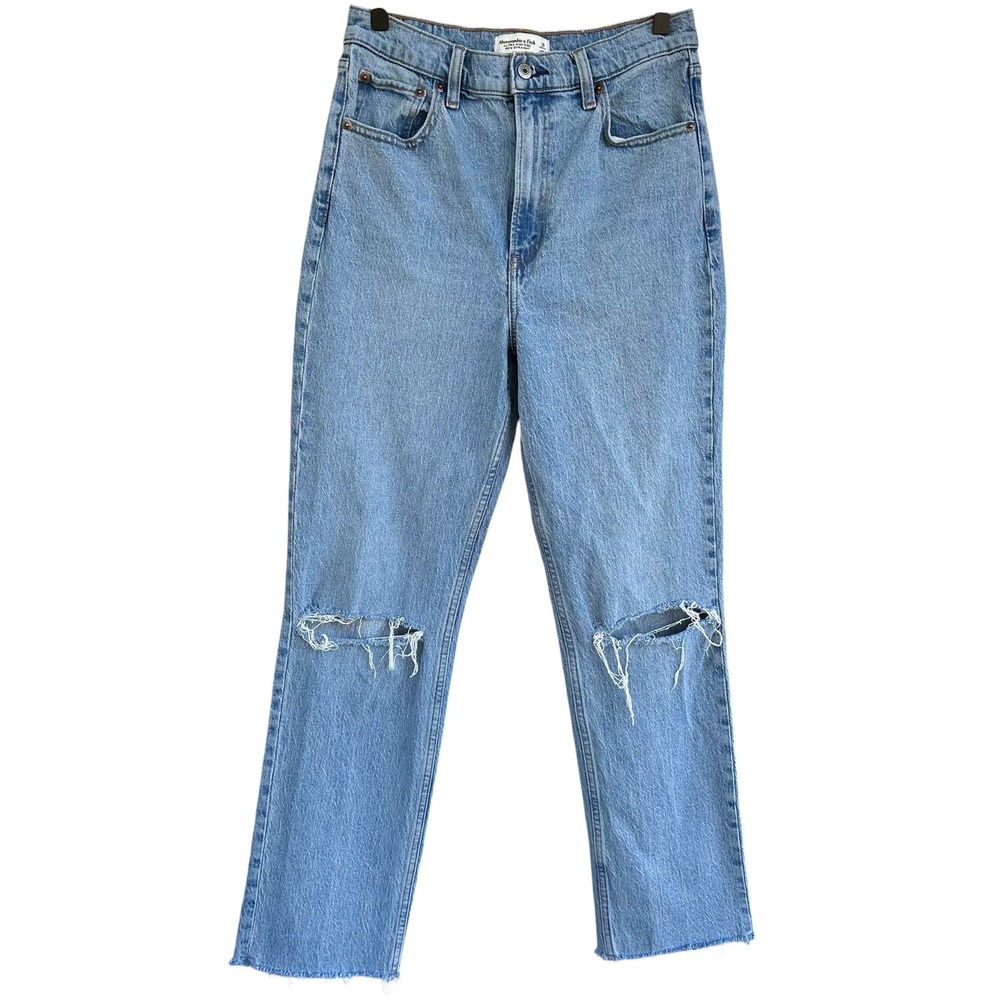 Abercrombie & Fitch Ultra High Rise 90s Straight Distressed Jeans 29 Regular